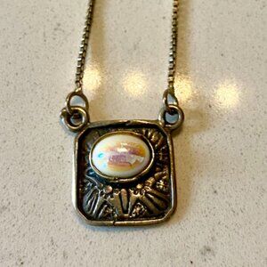 Vintage Sterling Silver Opal Pendant